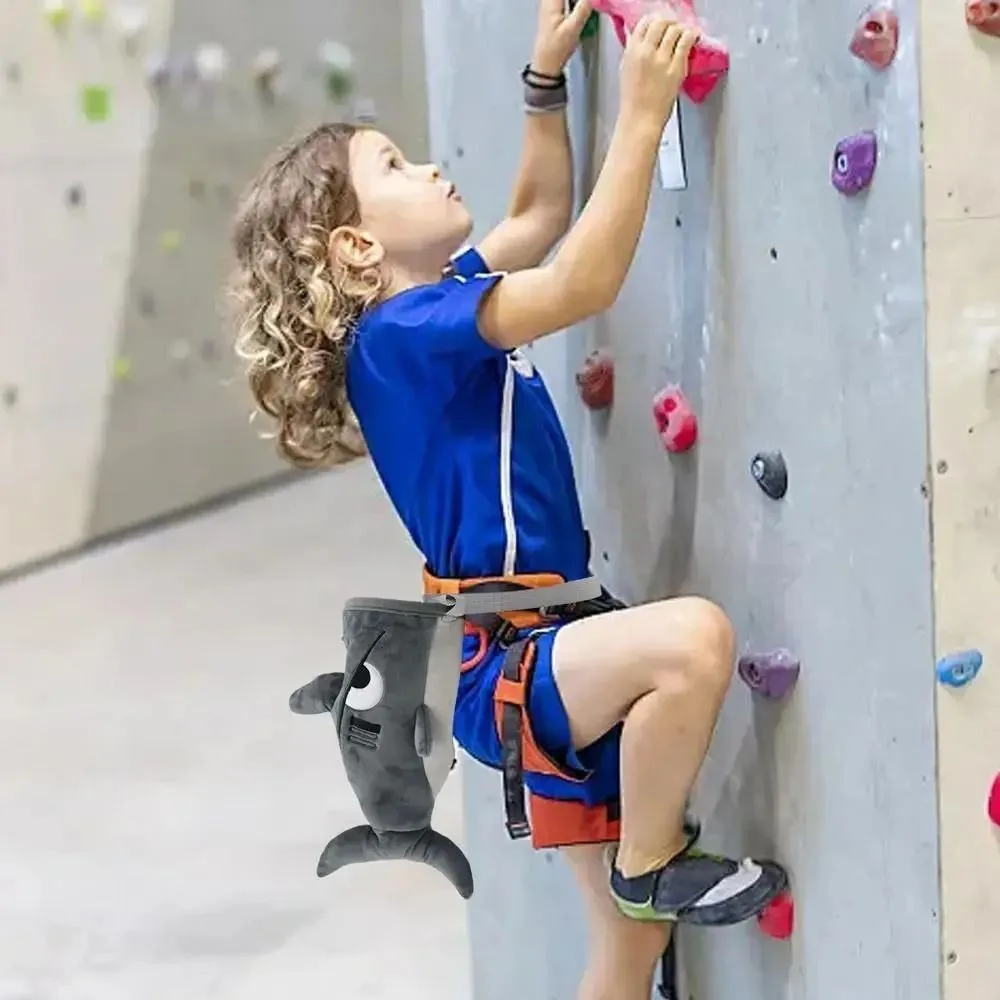 Cute Sloth/Shark Magnesium Powder Bag Flannel Stuffed Animal Rock Climbing Bag Climbing Gear Bouldering Bag Bouldering