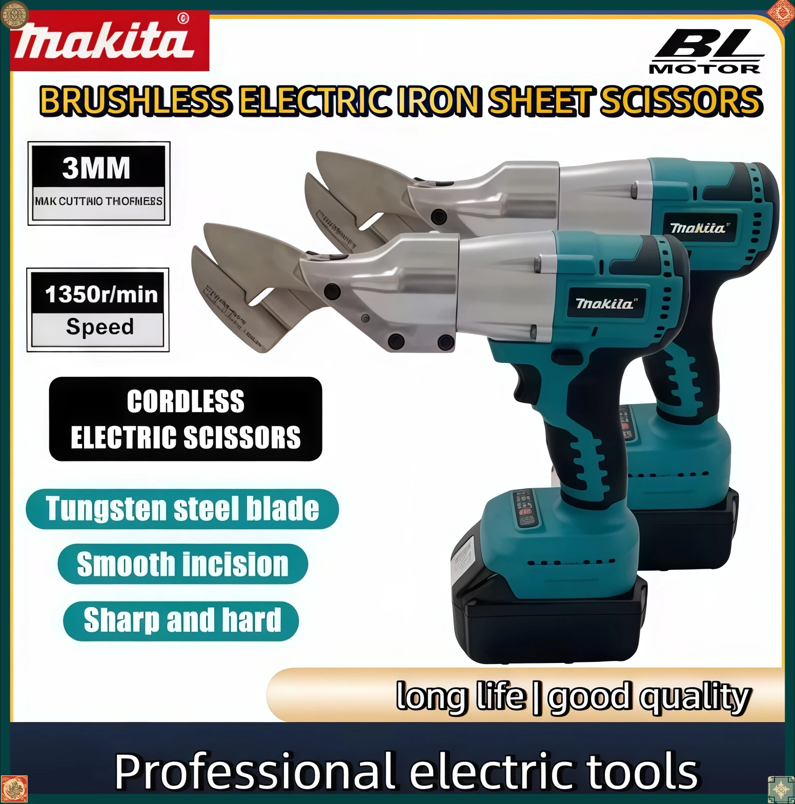 

Makita Rechargeable Sheet Shear Cutter Electric Cordless Iron Scissors Machine Professional Metal Cutting 18vTools