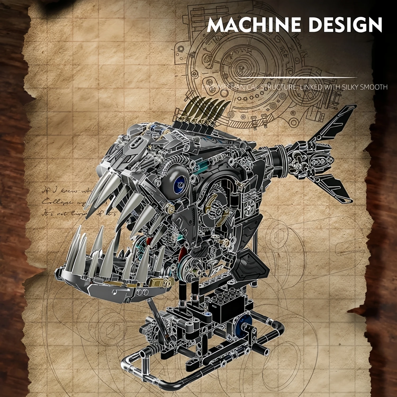 1085 Uds. Crea bloques de construcción de piraña mecánica MOC, Kit de modelo de animales de dinosaurio, juguete DIY STEM para regalo de niños