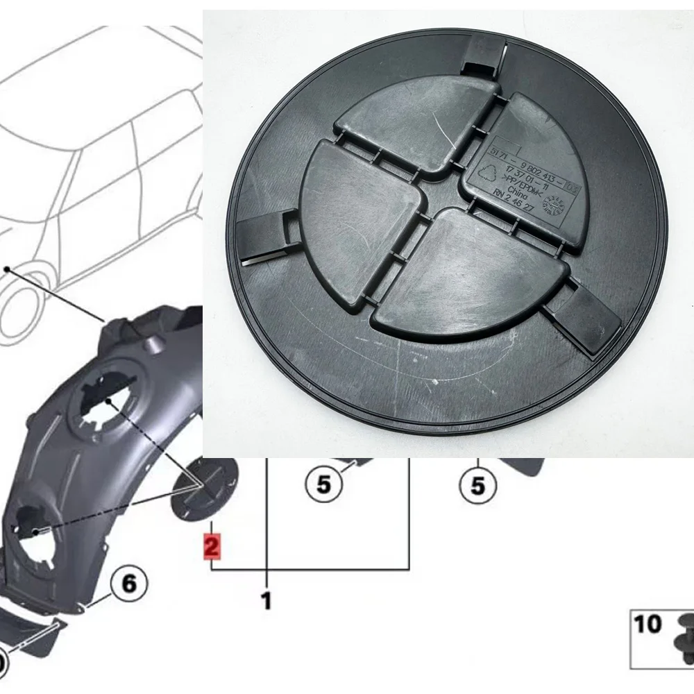 

Front Fender Liner Inner Splash Guard Mudguard Cover Fender Lining Bulb Cap Fit For BMW Mini Countryman R60 Paceman R61