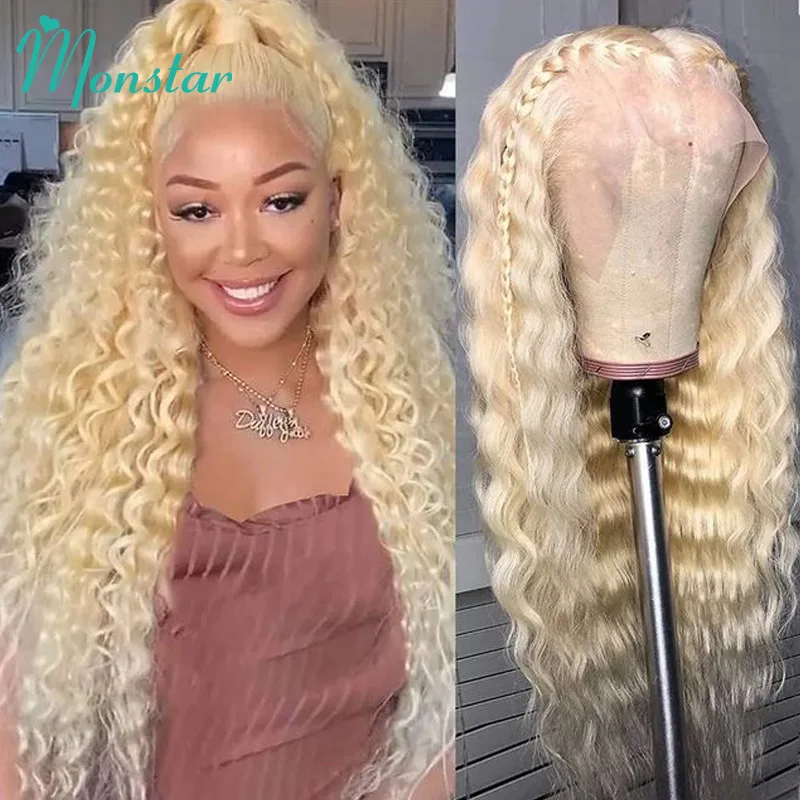 Blonde 613 Deep Wave Lace Frontal Wig 5x5 Closure Wig 613 Lace Frontal Wigs 13x6 13x4 Human Hair 360 Lace Brazilian Wigs on Sale