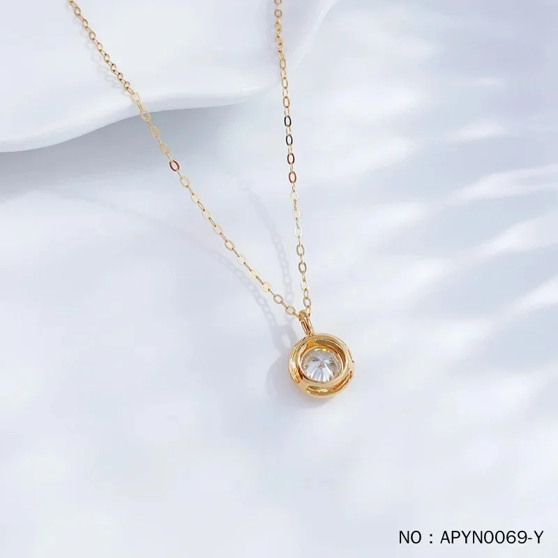 Rotating Knot 18K Yellow Gold Necklace with Round Brilliant Sparkling Lab Grown Diamond Exclusive Design Style for Women Luxury