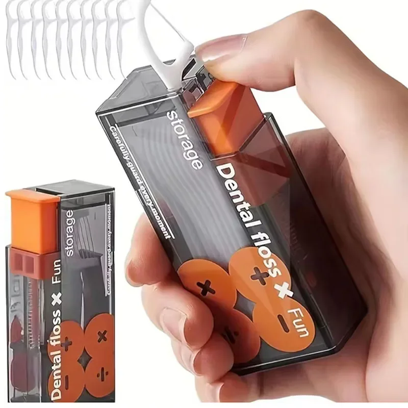 1/2Pcs Portable Floss Dispenser Includes 10Pcs Floss Automatic Ejectable Floss Organiser Oral Care Press-on Disposable