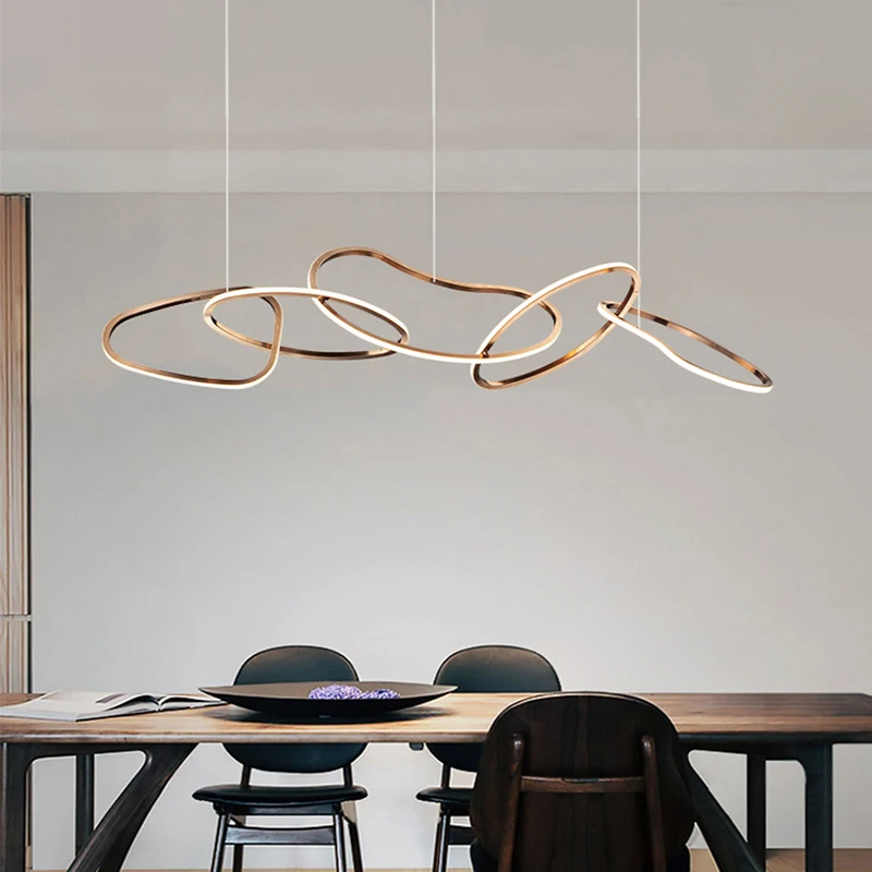 Modern Irregular Circle Pendant Lights Led Lustre Personality Hanging Lamp for Dining Room Kitchen Hotel Indoor Decor Fixture