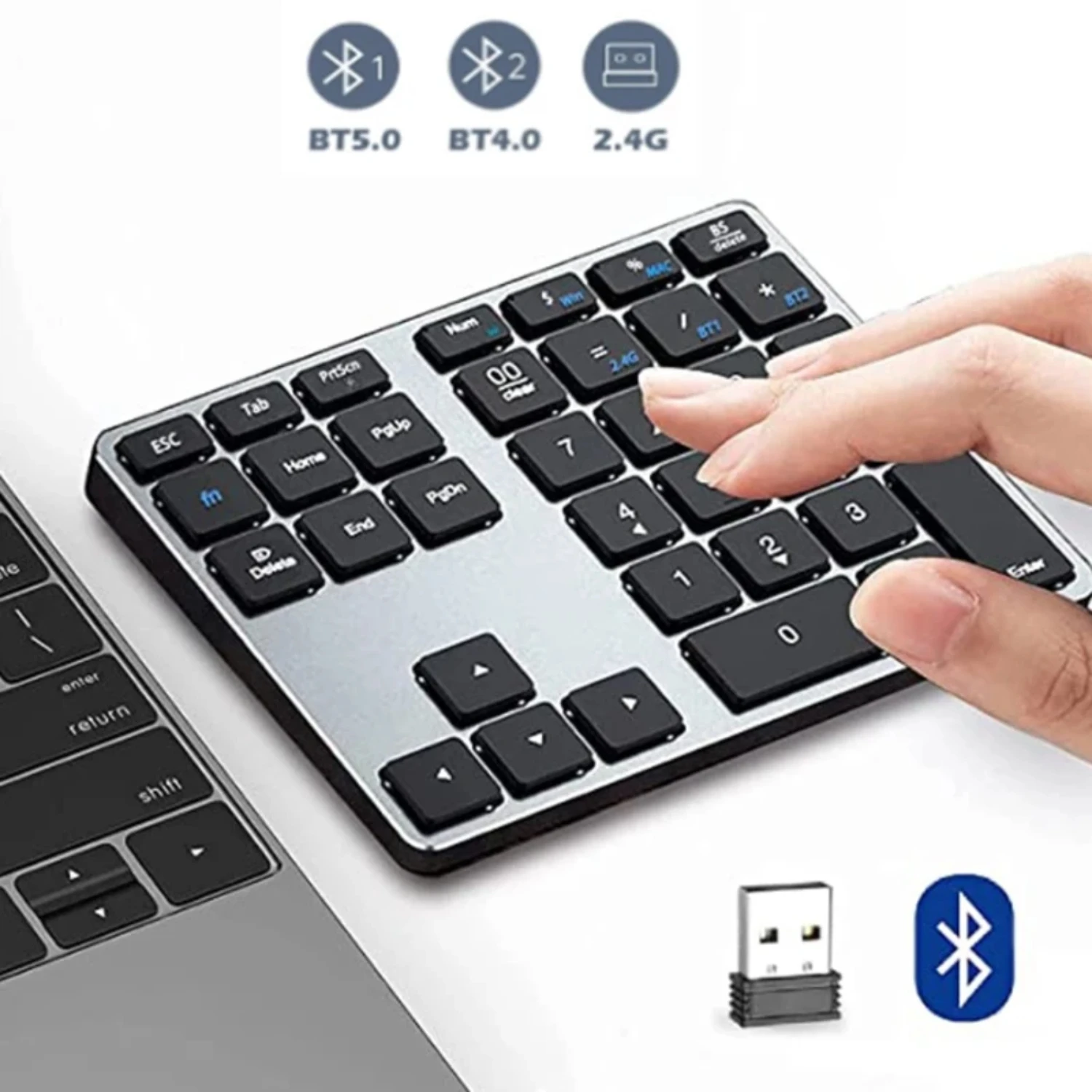 

BOW 2.4G Bluetooth Number Pad Ultra-thin Wireless Numpad USB Rechargeable Numeric Keypad For Macbook Android System