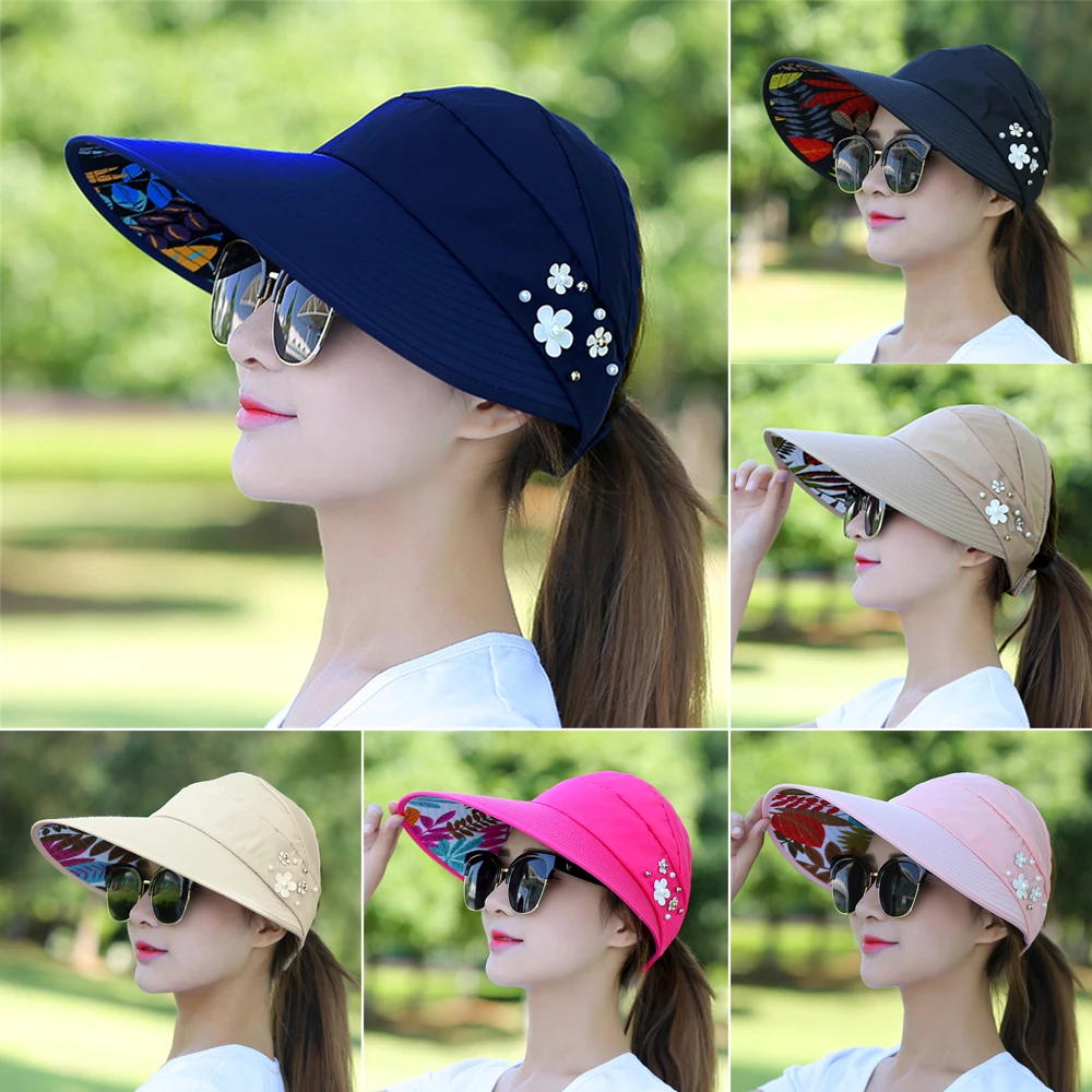 

Women Ladies Anti-UV Summer Wide Brim Casual Hats Beach Cap Visor Caps Sun Hat