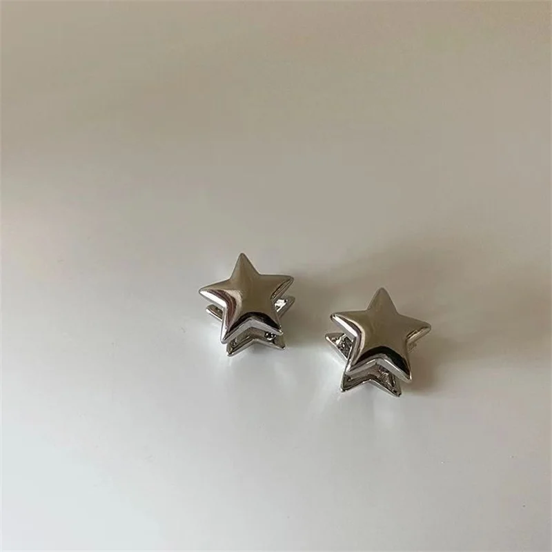 Korean Fashion Minimalist Star Hoop Earrings Vintage Sweet Cool Y2k Pentagram Earings for Women Girls Ear Rings Party Jewelry