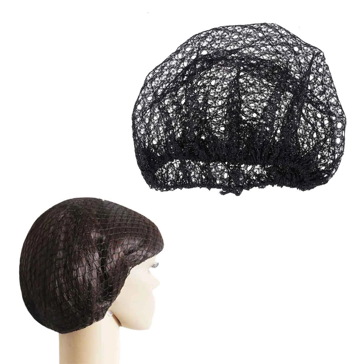 12 Pcs Disposable Mesh Black Hair Net Caps Elastic Free Size Covers for Cosmetics Kitchen Cooking Home Industries Hospital