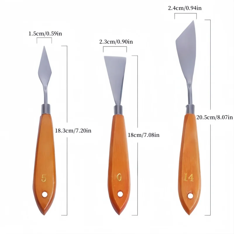 Oil Painting Palette Scraper Stainless Steel 3 Sets of Art Painting Palette Scraper