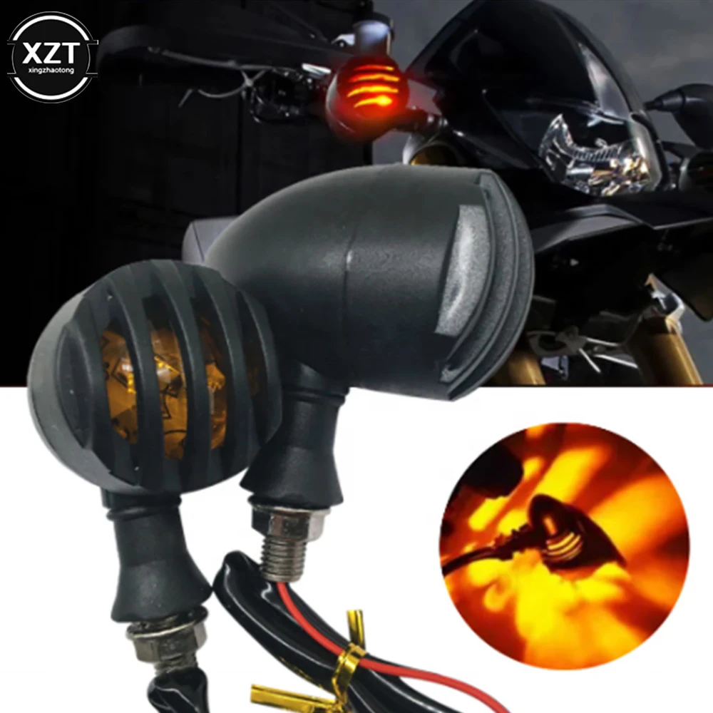 

1 Pair Motorcycle Bullet Turn Signals Indicators Blinker Lights Lamp Black For Harley Honda Kawasaki Cruiser Chopper Cafe Racer