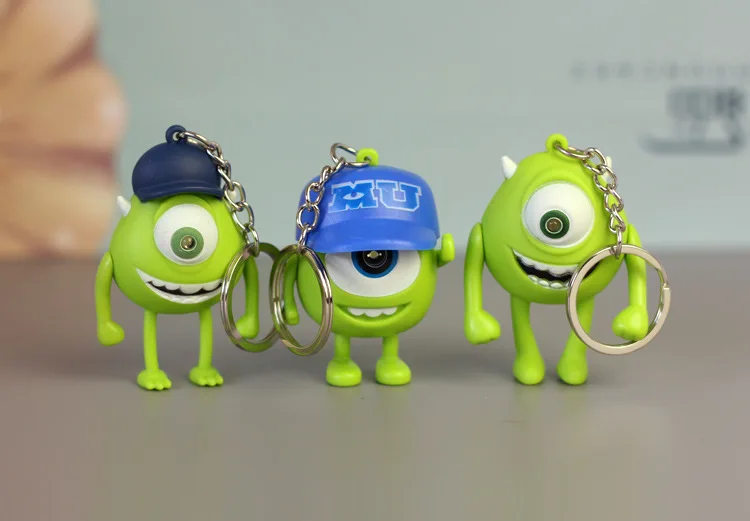 Disney Anime Figure Sulley Mike Keychain PVC Model Cartoon Luminous LED Key Ring Kids Toys Key Chain Christmas Gifts