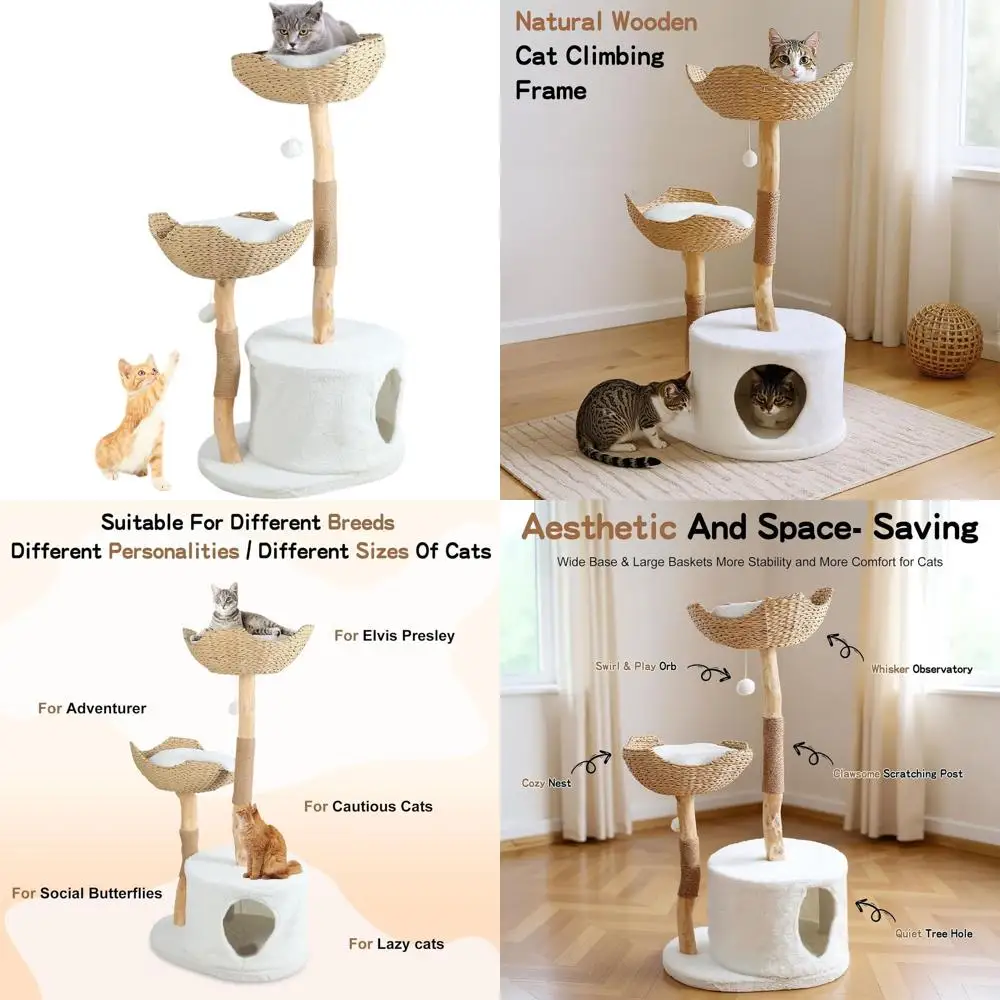 

Современная деревянная лежанка-когтеточка с сизалем и плюшем – идеально подходит для крупных кошек весом до 10 кг