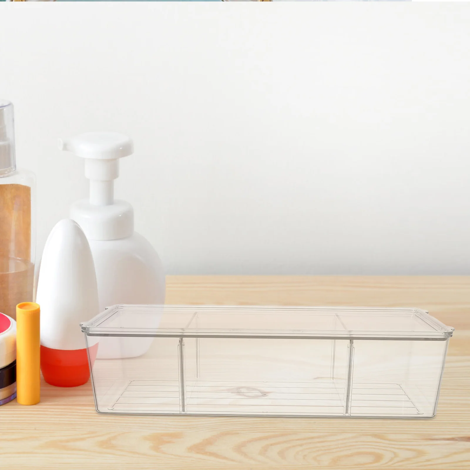 

Plastic Storage Box Large Capacity Transparent PET Desktop Organizer Removable Cover Medicine Case Tidy Container Tabletop