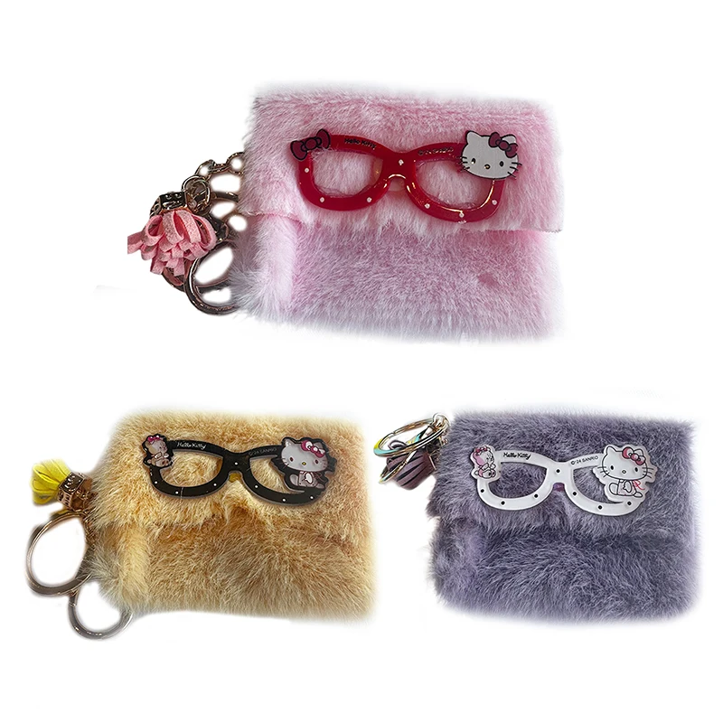 

Sanrio мультфильм Hello Kitty плюшевая сумка для монет KT Cat кошелек для мелочи денег креативный плюшевый маленький кошелек сумка для хранения наушников с брелоком