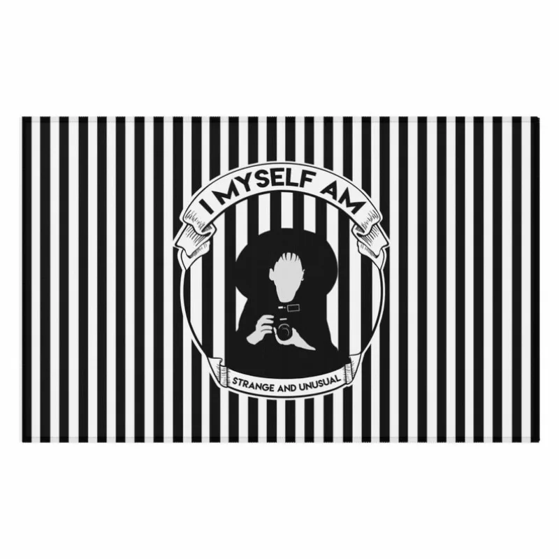 Dornier Goth Halloween Carpet for Living Room Bedroom Black and White Area Rug Gothic Witchy Stripy Rugs Bathroom Kitchen Rug