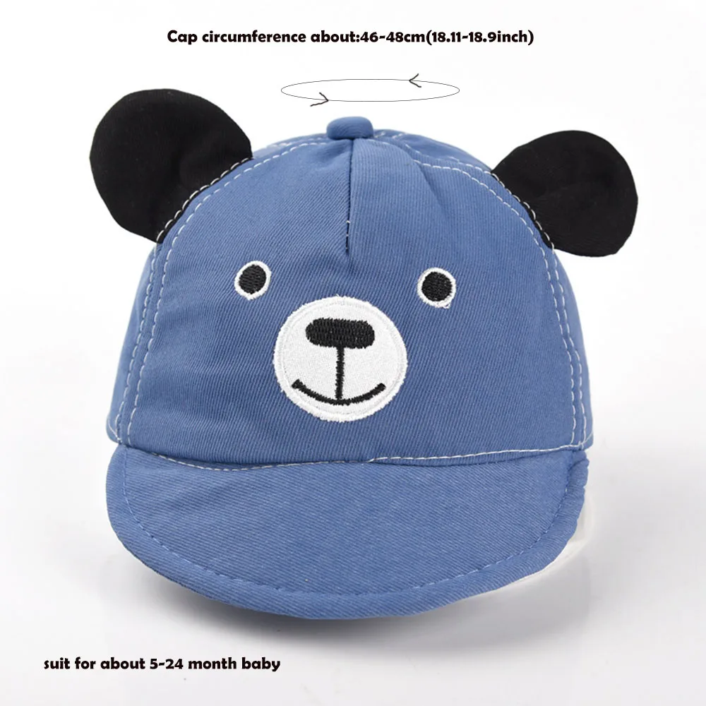 Cute Bear Children\'s Hat Korean Baby Baseball Cap Sun Protection Peaked Hats Boys Girls Cheap Caps For Kids 5-24 Month