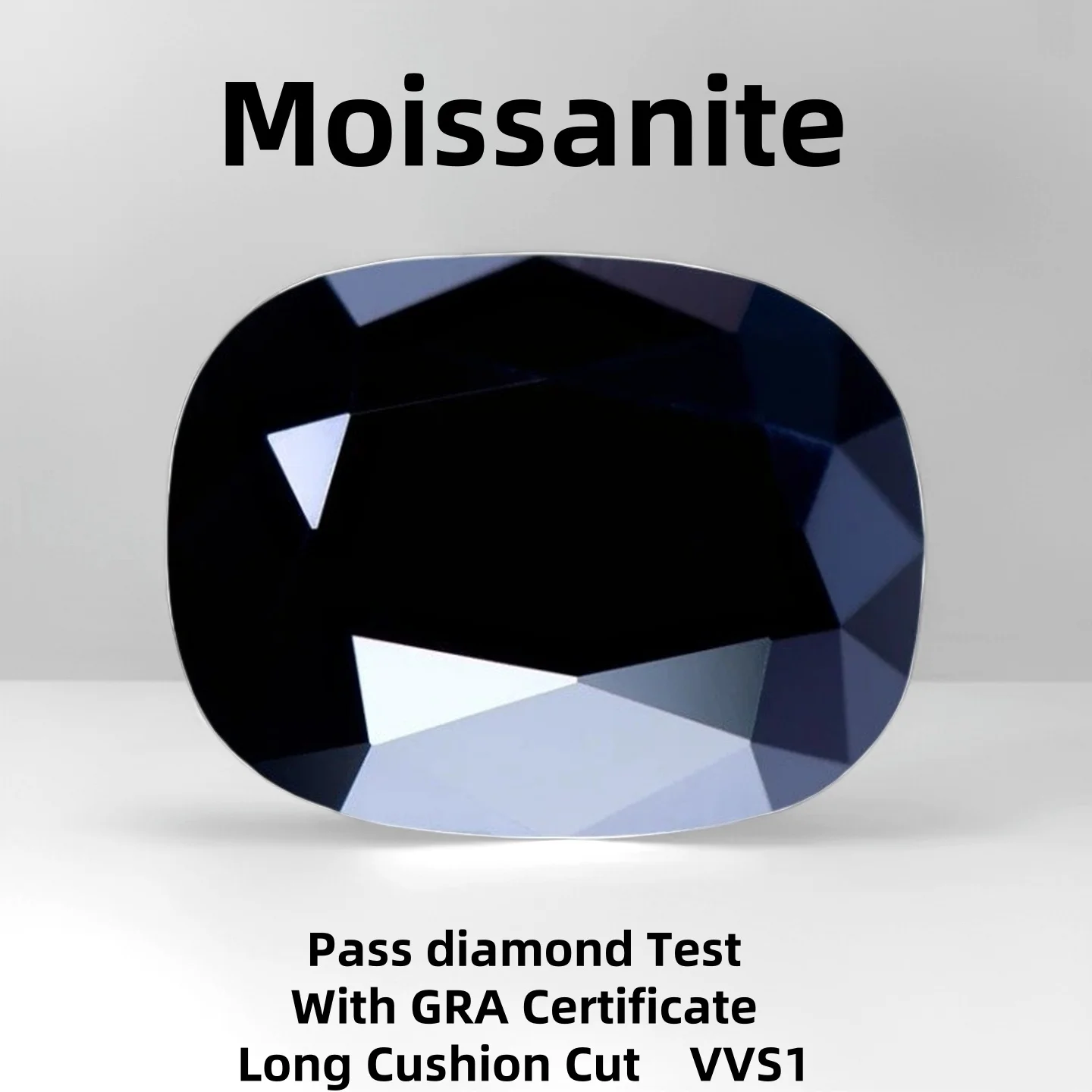 Loose Moissanite GemStone Black VVS1 Cushion shape 5x7~10x14mm Lab Grown Pass Diamonds Test With Certificate For Jewelry Ring