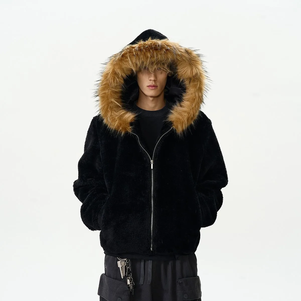 الشباب نمط سترة دافئة وباردة برهان الاتجاه 2024 أزياء الرجال الشتاء الدافئة معطف مقنع #2