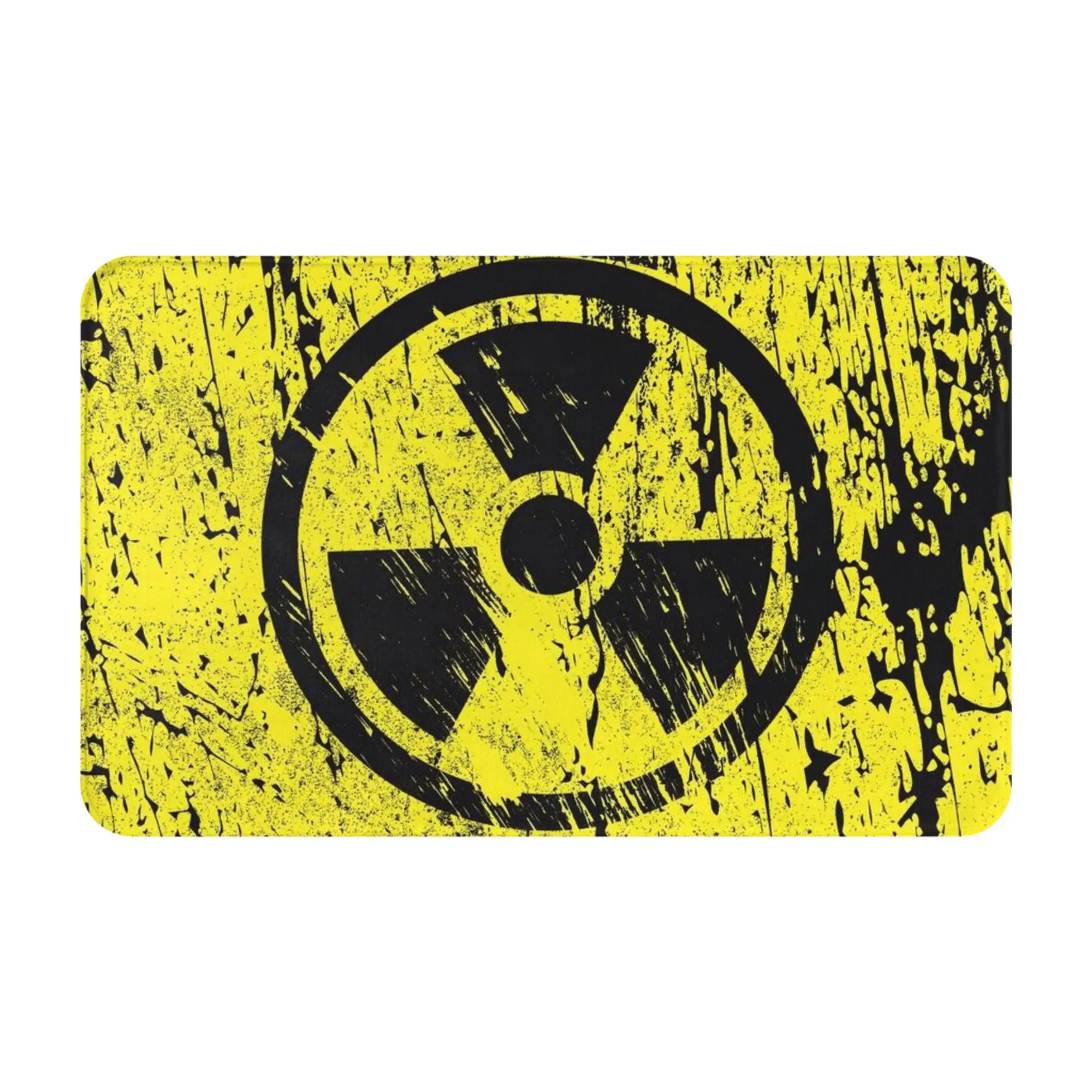 Yellow Grunge Radioactive Warning Sign Anti-Slip Doormat Living Room Mat  Entrance Indoor Home Decor