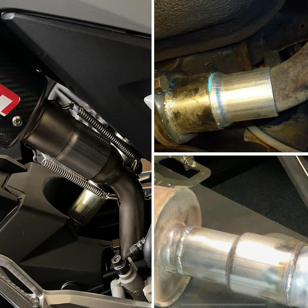 Konektor Adaptor Knalpot 2.5 inci ID ke 3 inci ID, Peredam Pipa Knalpot 4 inci Panjang Keseluruhan, Baja Tahan Karat 304