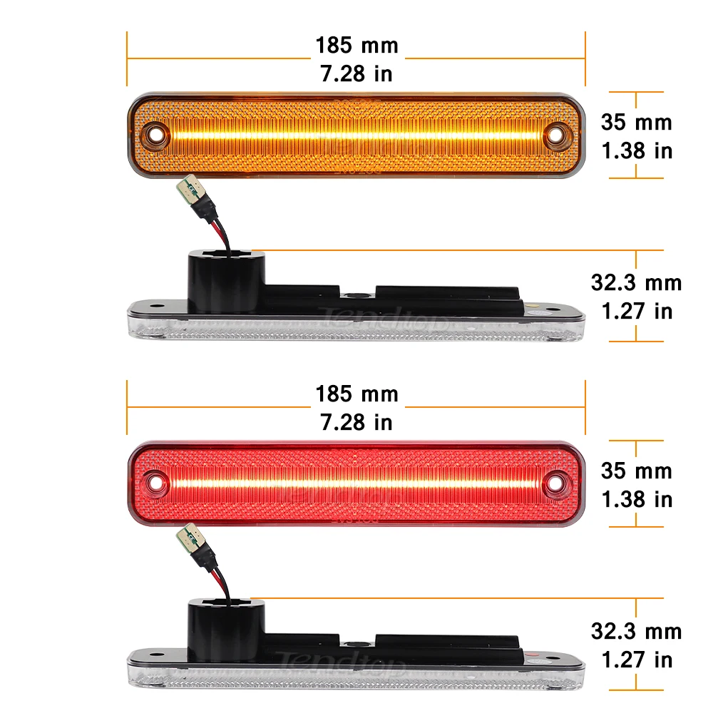 Front Amber/ Rear Red Full LED Side Marker Lights For 1978-1979 Ford Bronco For 1973-1979 Ford F Series Truck Econoline Van