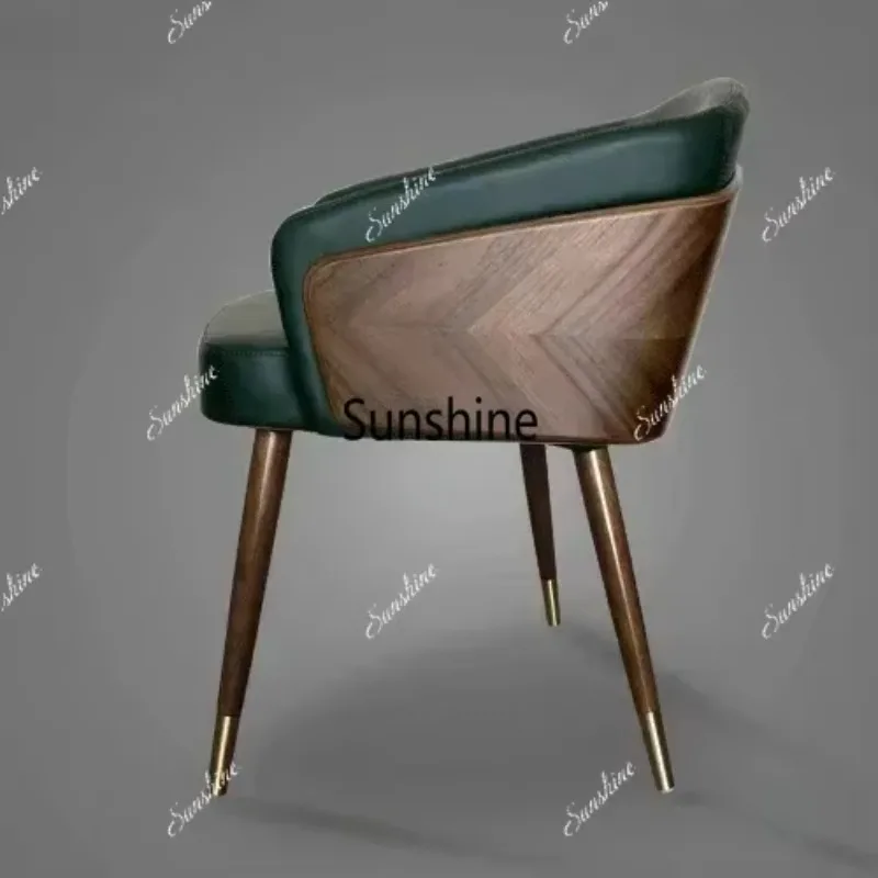 Modern Leisure Dining Chairs Simple Creative Ins Home Furniture Nordic Restaurant Solid Wood Chair Leather Art Backrest Stool T*