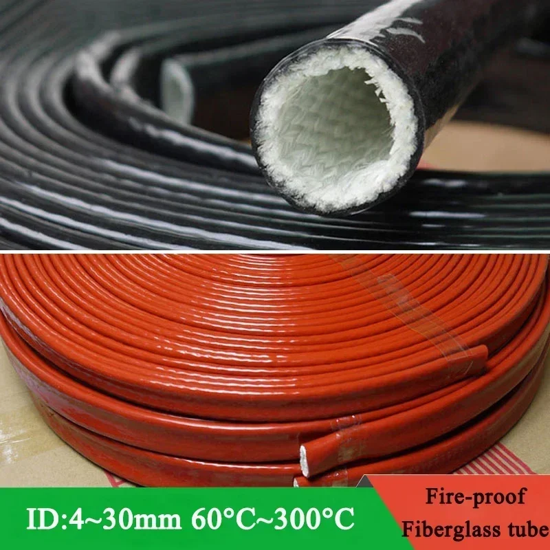 

High Temperature Resistant Fiberglass Tube Silicone Resin Coated Glass Fiber Braided Fireproof Sleeve Fire Retardant Casing Pipe