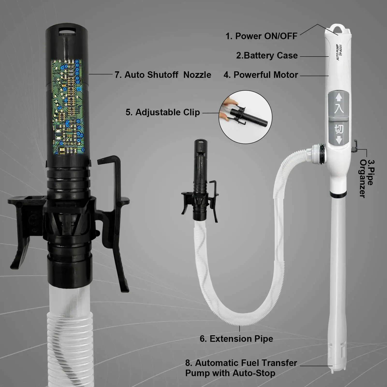 Portable Liquid Transfer Oil Pump  Battery Operated Liquid Transfer Pump with Auto-stop Sensor 2.4 Gallons Per Min