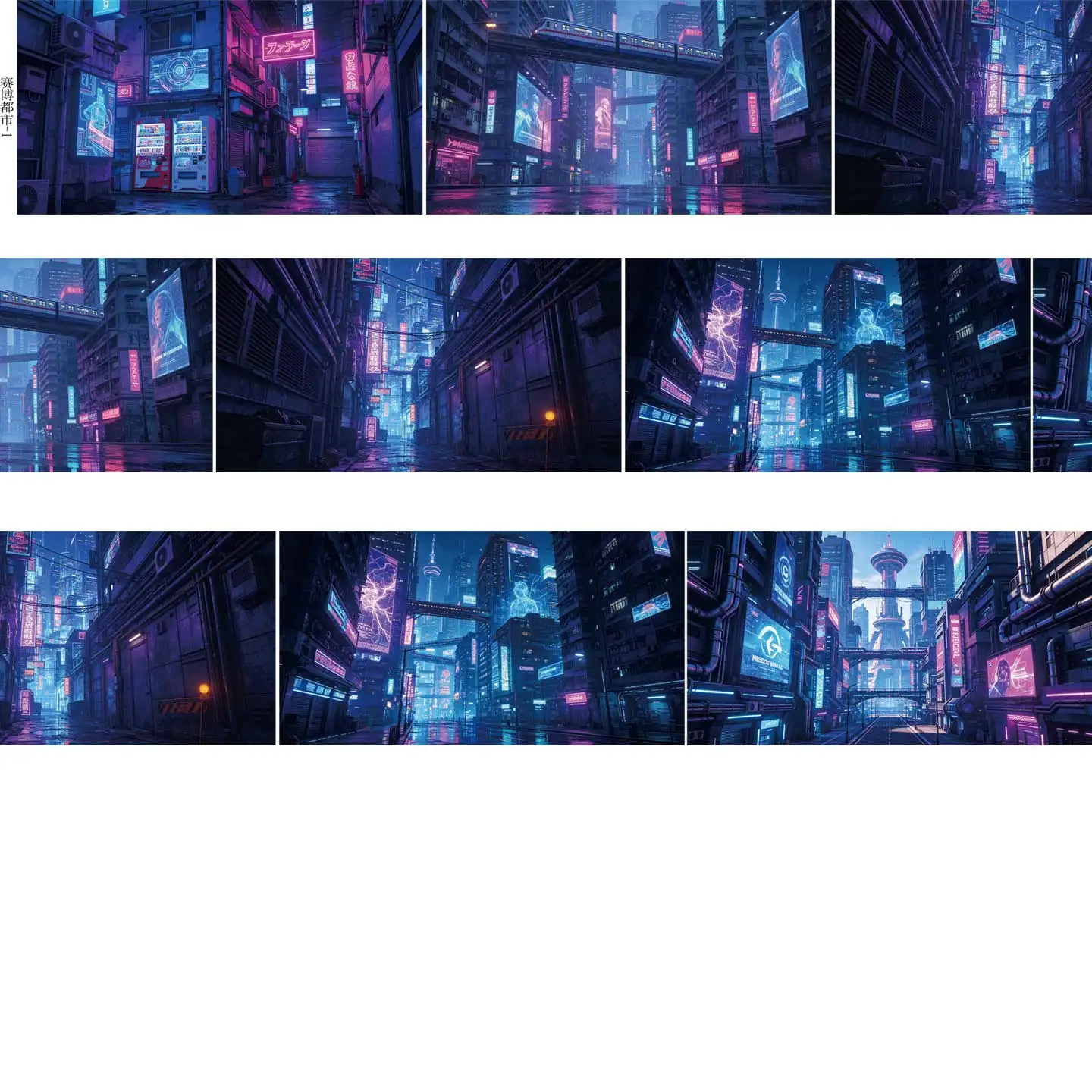 DIY Cyberpunk City Large Background Washi Tape for Scrapbooking Collage Card Decoration Sticker