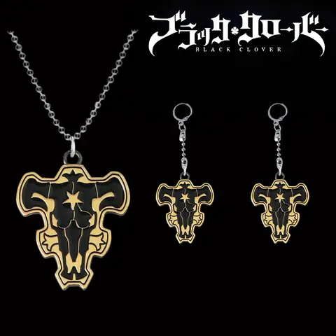 Anime Black Clover Necklace Earring Asta Black Bull Metal for Women Men Necklace Jewelry Gift