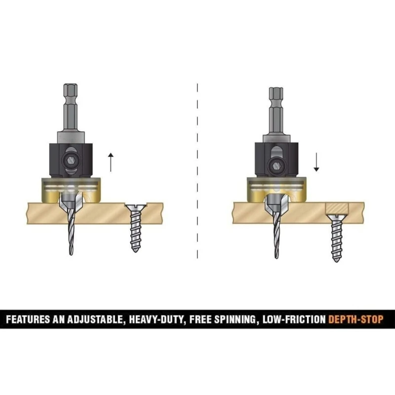 82 Degree Woodworking Countersink Drill Bit Carbide Tipped with Adjustable Depth Stop Woodworking Countersink Drill Bit