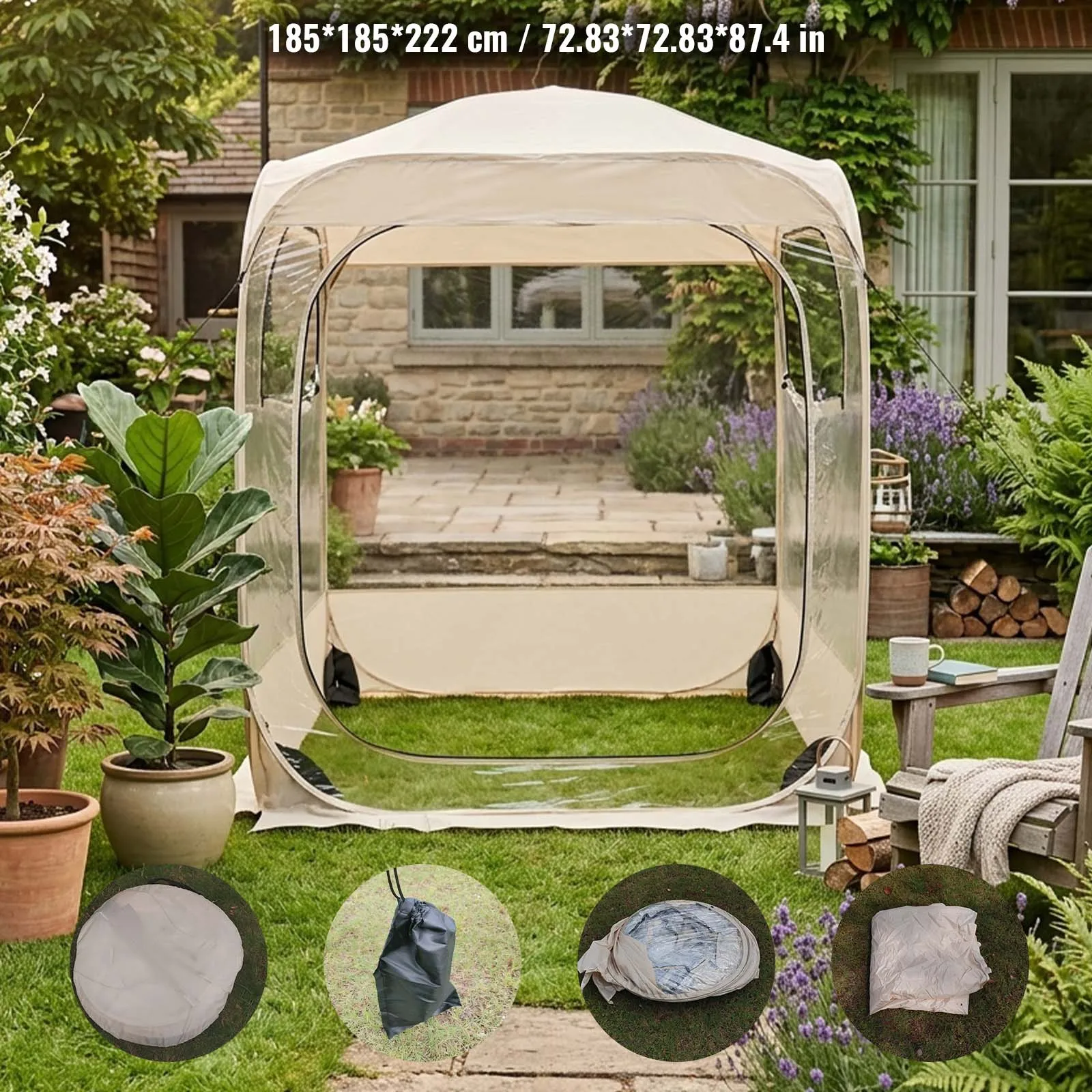 Transparent Outdoor Viewing Tent Pop Up Clear Panoramic for Beach Volleyball Camping Relaxation