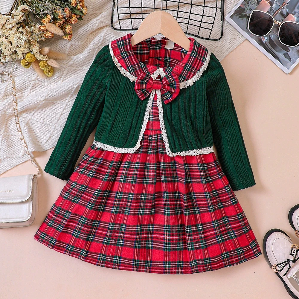 

Toddler Baby Girls Dresses Set Long Sleeve Dresses For Christmas Party Kid's Girls Clothes For Fall Winter For 2 3 4 5 6 7 Years
