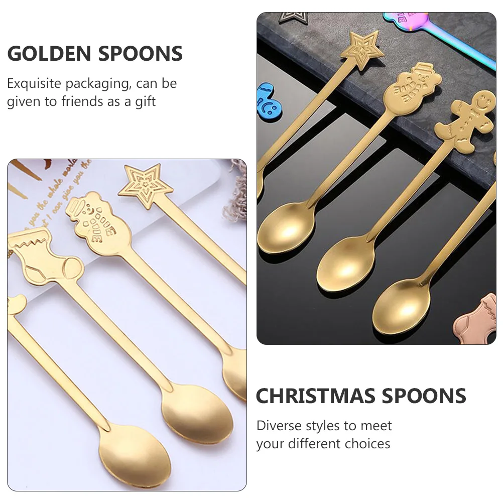 

4 Pcs Coffee Spoon Spoons Stirring Christmas Gifts Cake Food Stainless Steel Long Handle