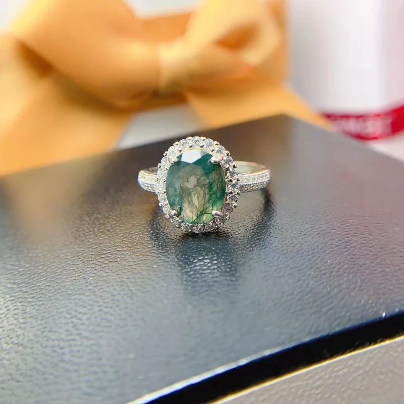 

Natural Moss Agate Ring Promise Ring for Women Girlfriend Engagement Birthday Gift Daily Jewelry Gifts