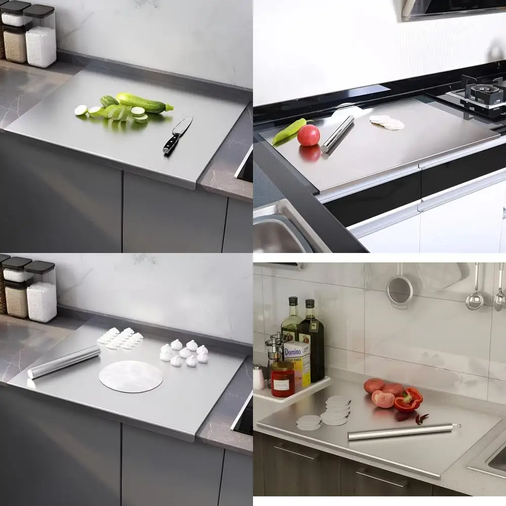 

Premium 304 Stainless Steel Chopping Board with Lipped Edge - Ideal for Meat, Fruits, Veg, Bread, and Baking