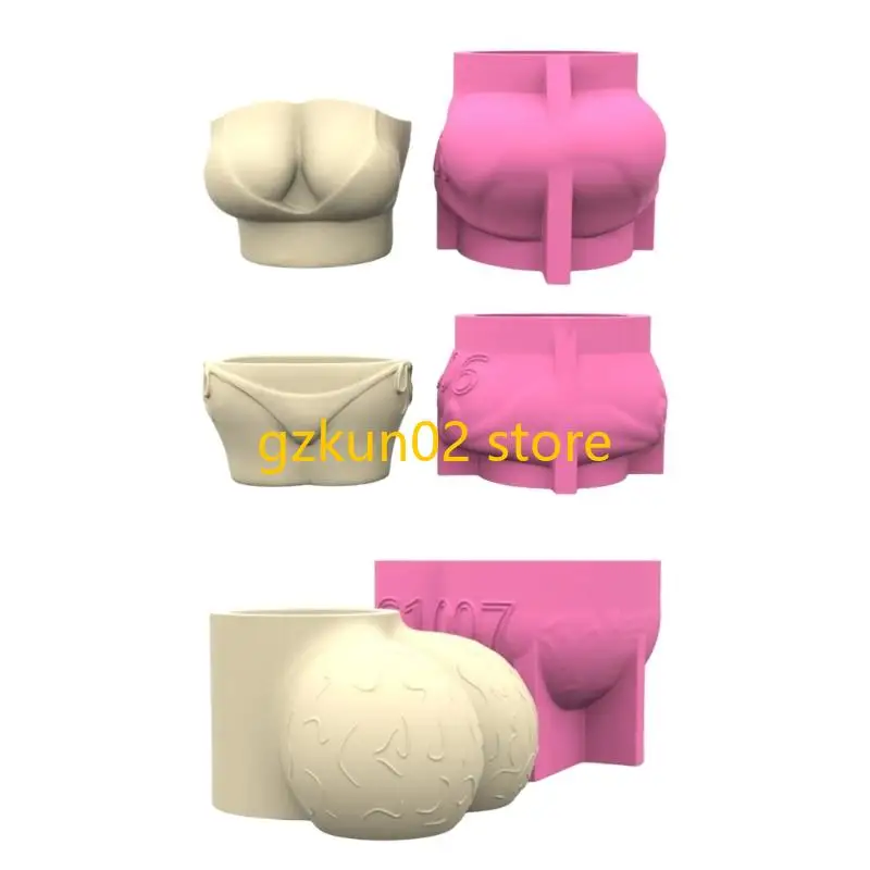 

KXRB Professional Silicone Cement Mold For Body Shaped Plant Pots DIY Home Garden