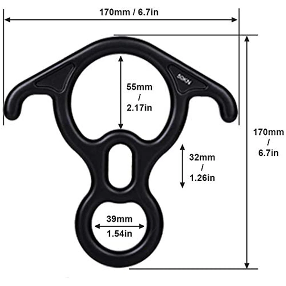 Figure 8 Descender Belay Device, 50KN, High-Strength, Rappelling Device, Superior Braking for Rock Climbing Rescue