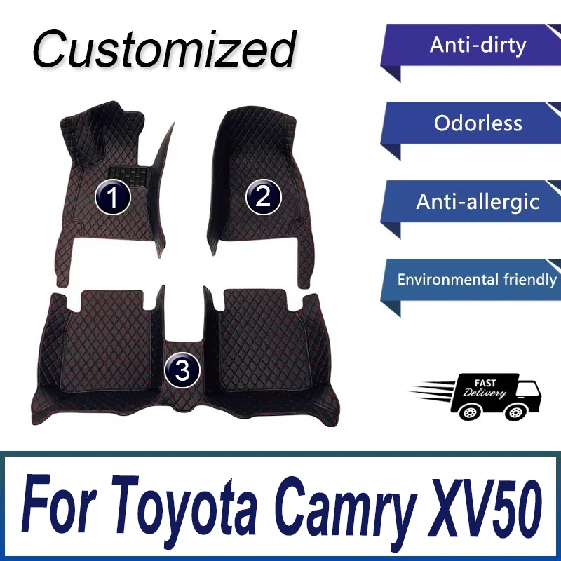 

Custom Car Mats For Toyota Camry XV50 2012~2017 Durable Rugs Set Luxury Leather Floor Mat Carpet Anti Dirt Pad Car Accessories