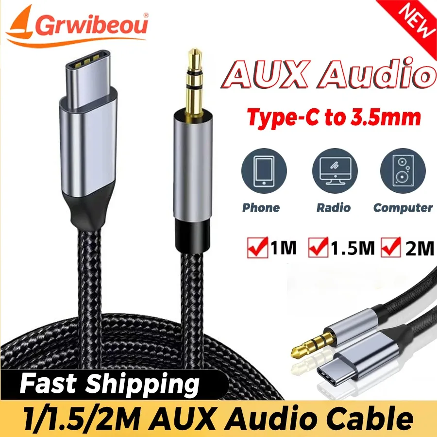 

USB C To 3.5mm Audio Aux Jack Cable Type C To Male Adapter for Car Stereo Cord IPhone Headphone for Samsung Xiaomi Realme