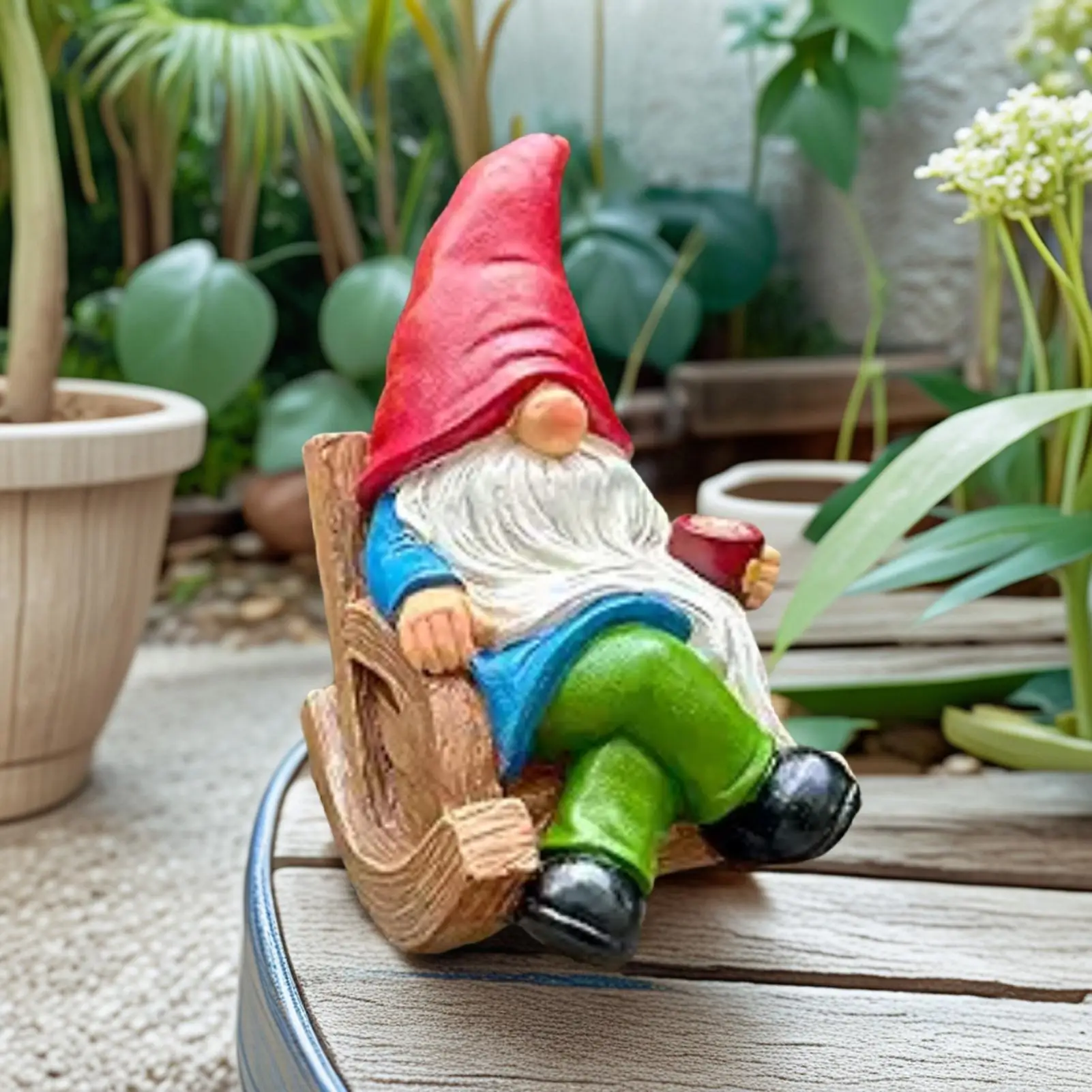 Gnome Garden Decor Naughty Garden Drinking Coffee Gnome Statues Cute Resin Sculpture Figurine Ornament For Porch Lawn Yard Women