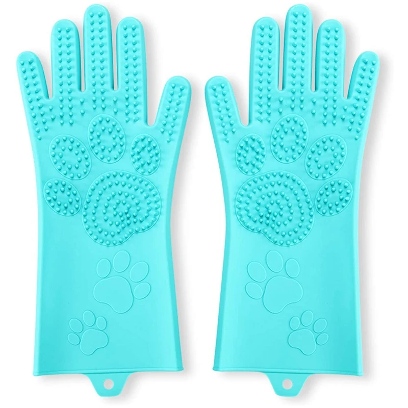 Pet Grooming Magic Gloves, Dog Cat Bathing Shampoo Brush, Silicone Hair Removal Gloves With Thick High Density Teeth