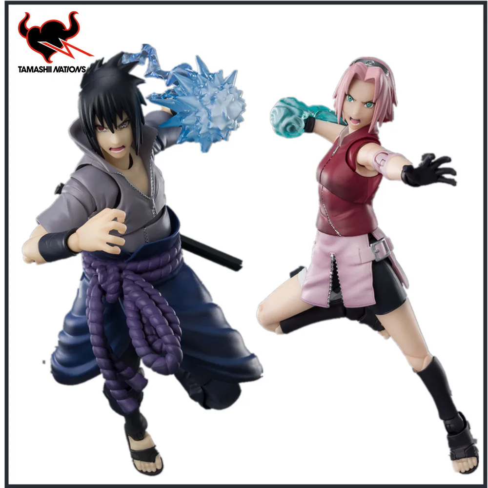 In Stock Original Anime Figure Bandai S.H.Figuarts SAKURA HARUNO S.H.Figuarts SASUKE UCHIHA Action Figurine Shippuden Toys Doll