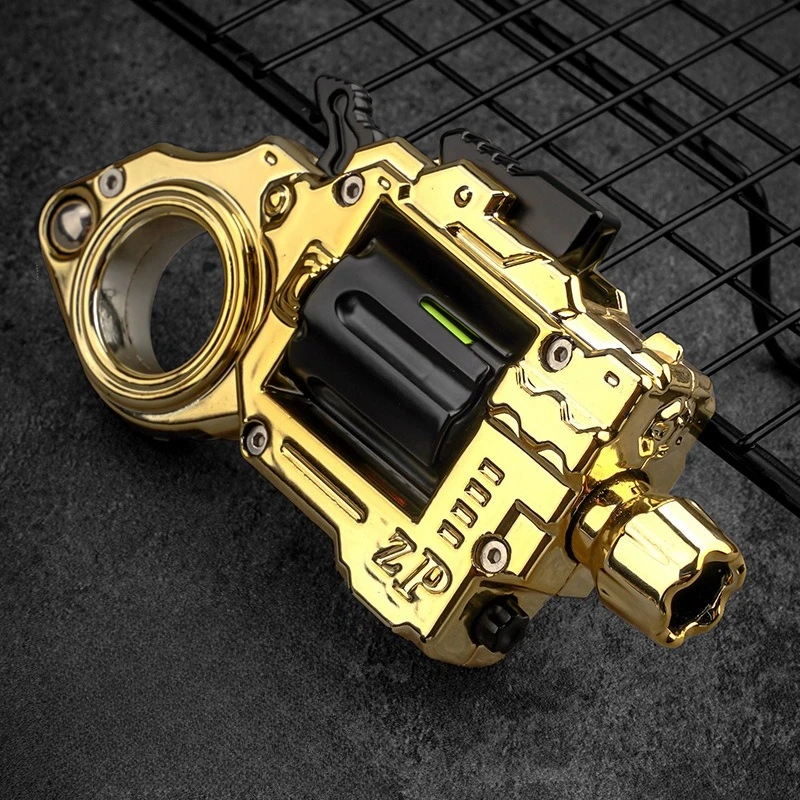 Revolver Pistol Guns Eject EDC Metal Paragraph Ring Mechanical Slider Fidget Push Card Adults Men's Stress Relief Sensory Toy