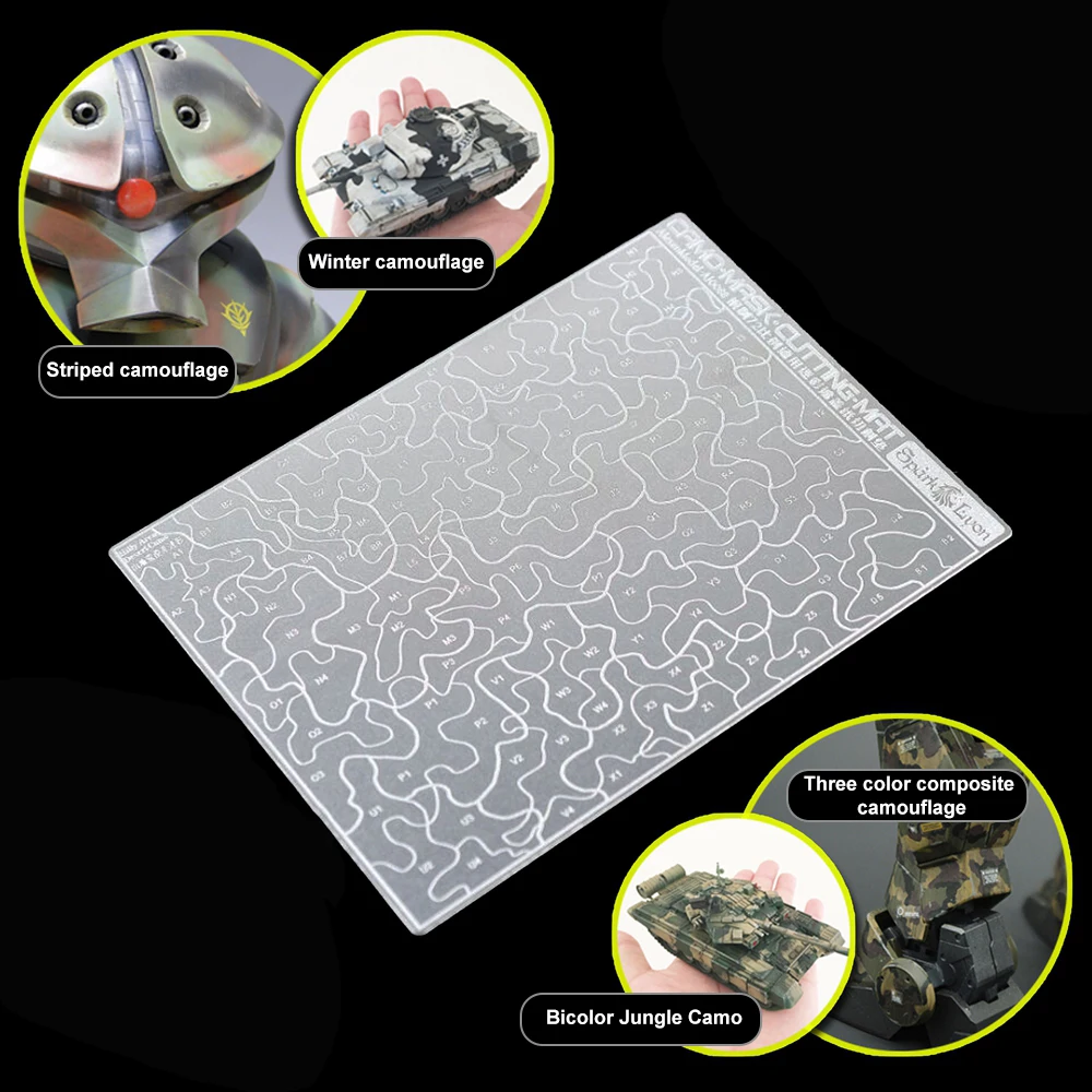 1:72/1:100/1:144 Steel Groove Type Digital Camouflage Masking Tape Cutting Pads Two Sides Spray Model Making Tools Craft Toys