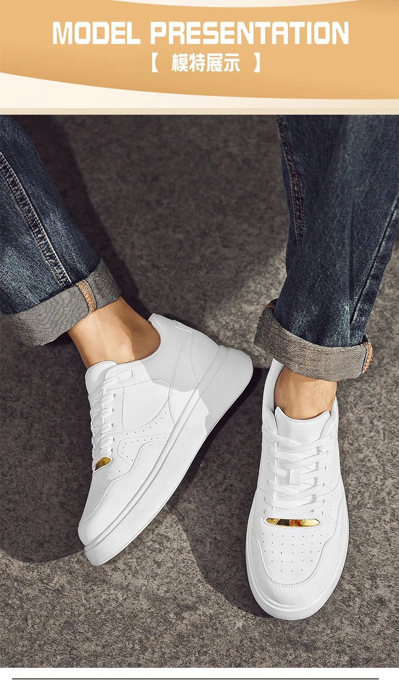 Herren-Skate-Schuhe aus Kunstleder mit Schnürung, versteckter Erhöhung der Höhe um 6/8/10 cm, rutschfester Plattform, für den Alltag und zum Gehen. – Detail 19