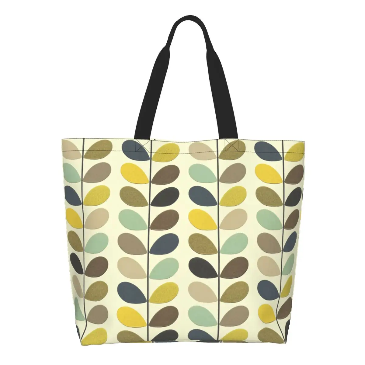 Cute Orla Kiely Multi Stem Shopping Tote Bag Reusable Mid Century Scandinavian Flower Groceries Canvas Shopper Shoulder Bag