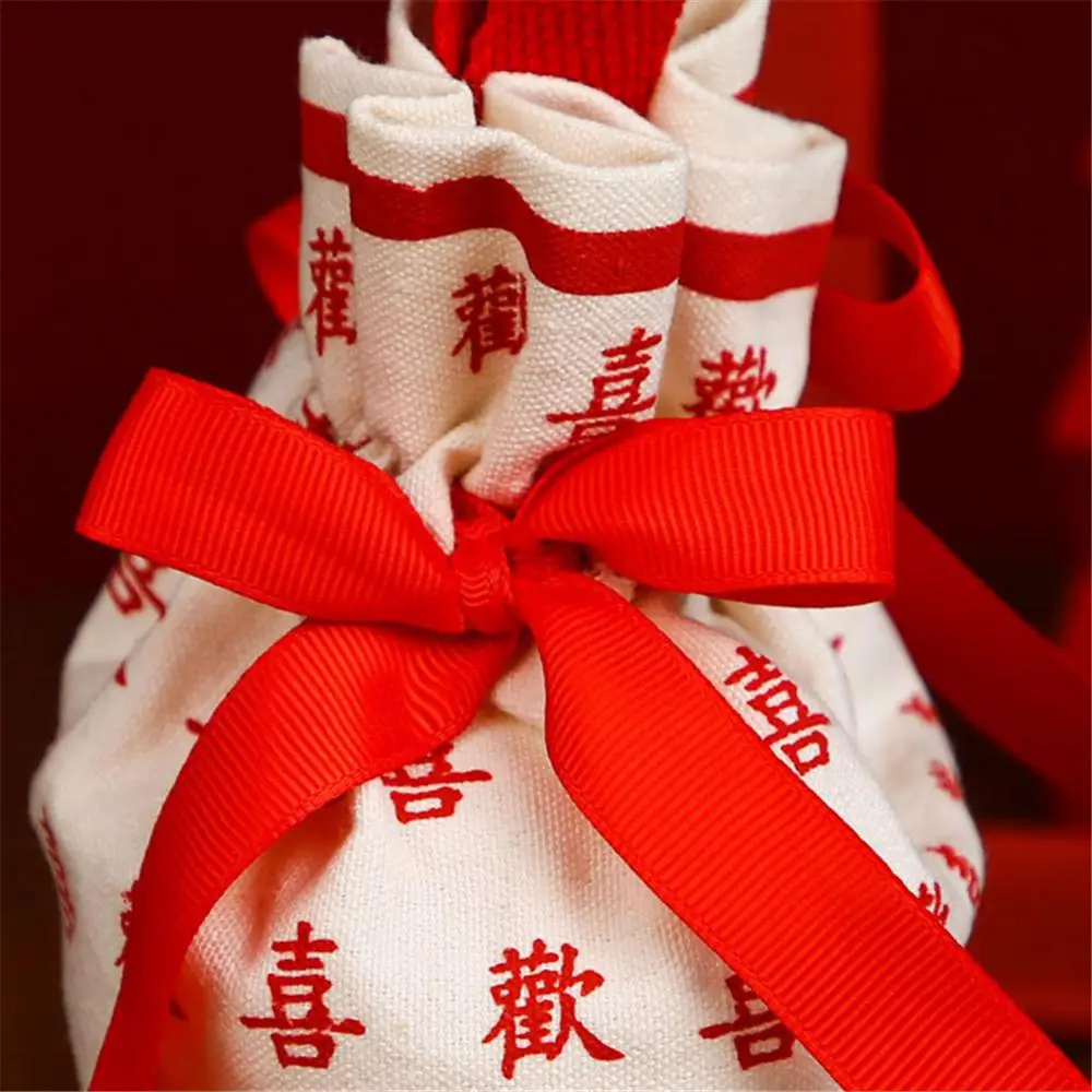 Chinese Blessing Gift Bag New Year Candy Bag Spring Festival Chinese Blessing Drawstring Bag Special Wedding Gift Bag Cloth Bag