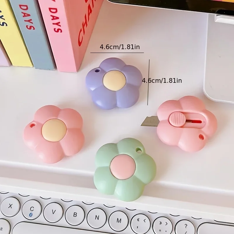 سكاكين عملية صغيرة Kawaii الزهور الة قطع الورق مغلفات قابلة للسحب فتاحة سكين جيب قابل للبوابة اللوازم المكتبية #2