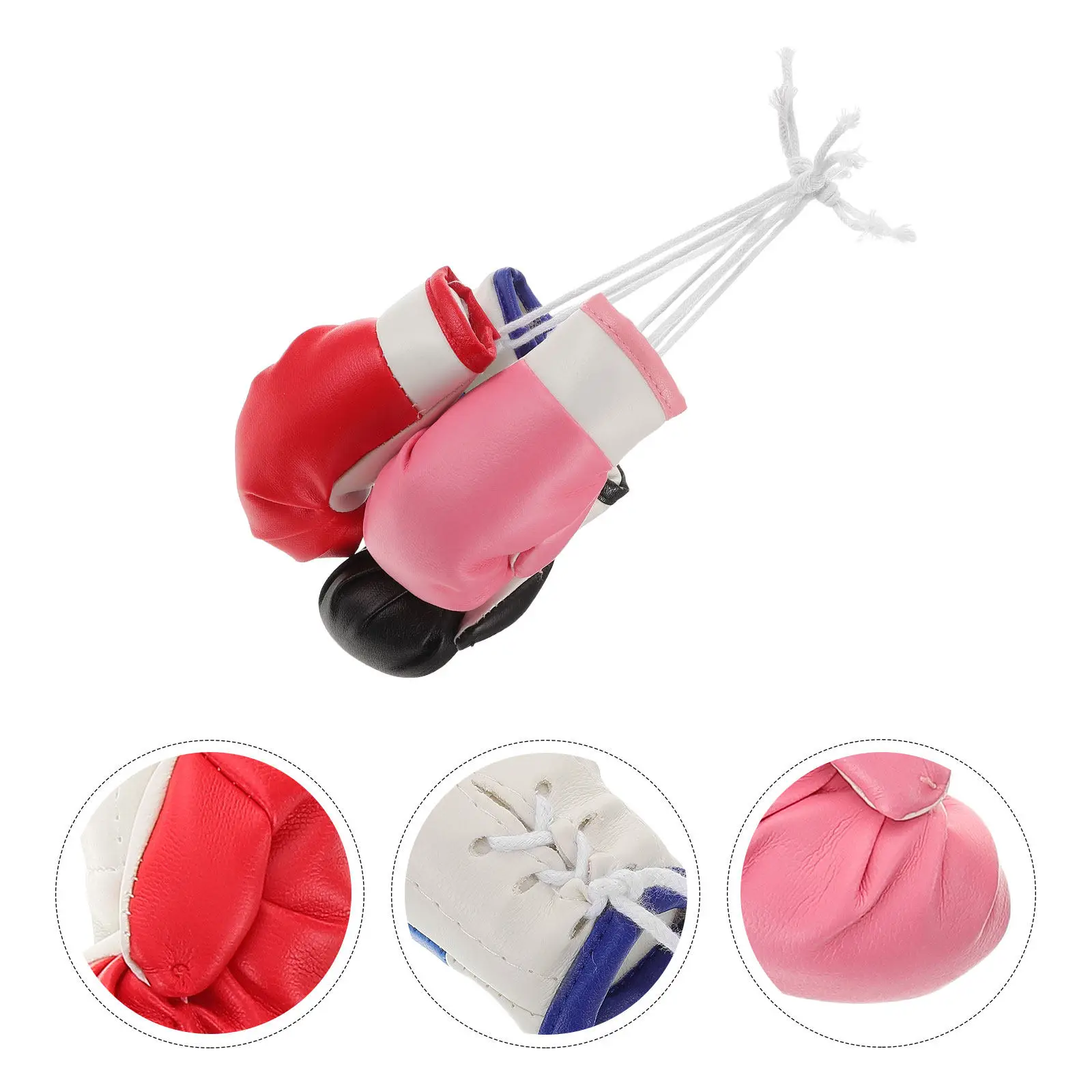 4Pcs Mini Punching Gloves Keychain Portable Lightweight PVC Cotton Boxing Pendant for Rearview Mirror Car Charm Party Favor